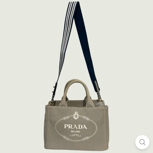 Prada Gray Small Canapa Canvas Women's Bag Authentic
